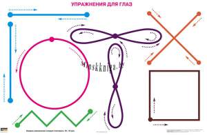 Упражнения для глаз. Плакат. А1., Пачатковая Школа